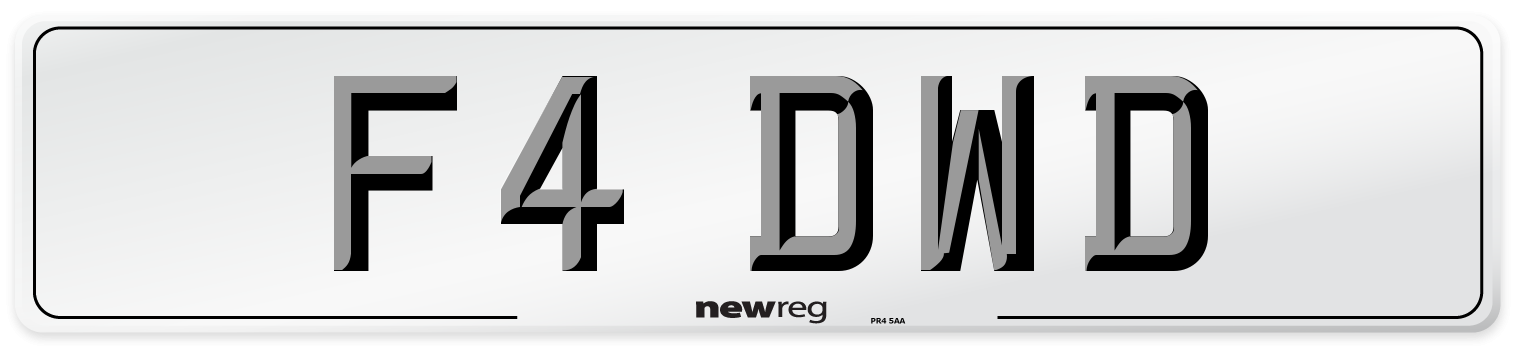 F4 DWD Number Plate from New Reg